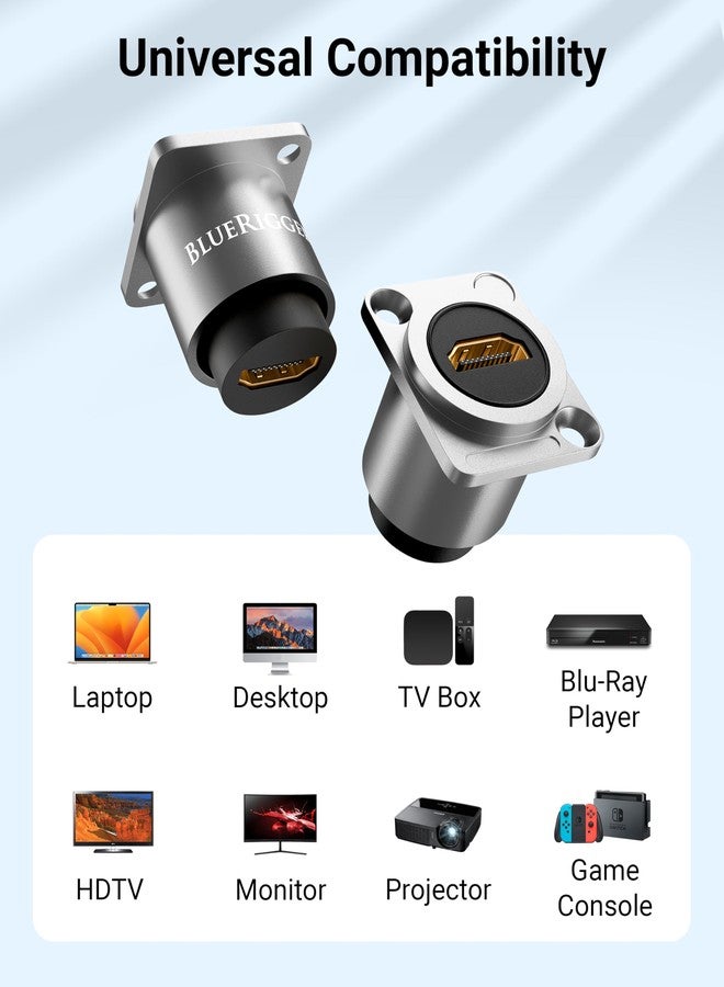 بلو ريجر موصل BlueRigger HDMI المقاوم للماء - (4K 60Hz، مقبس تثبيت لوحة HDMI مع غطاء مقاوم للماء والغبار، محول أنثى لتمرير أجهزة الصوت والفيديو) - متوافق مع السيارة والقارب والتلفزيون والكمبيوتر المحمول - Image 5